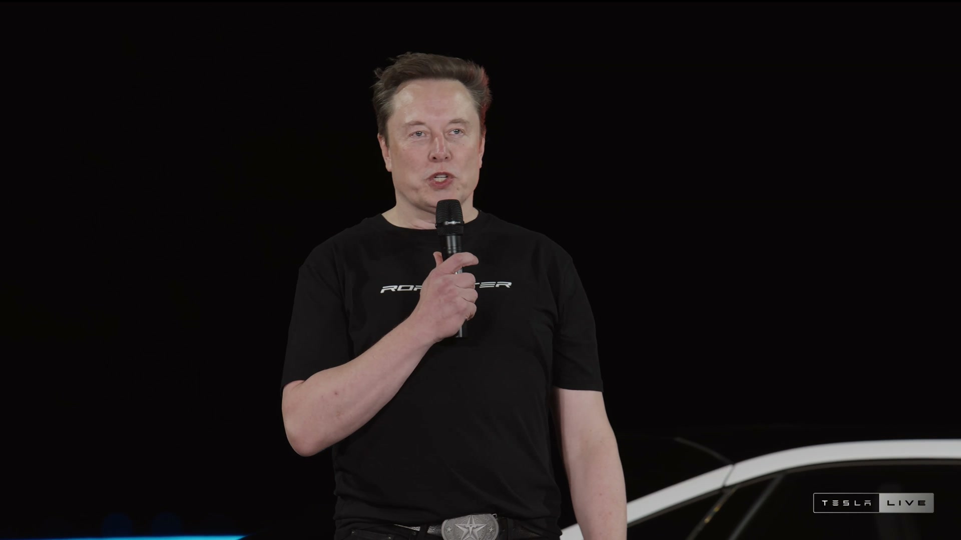 Musk names the intended production year in response to a question about customers.