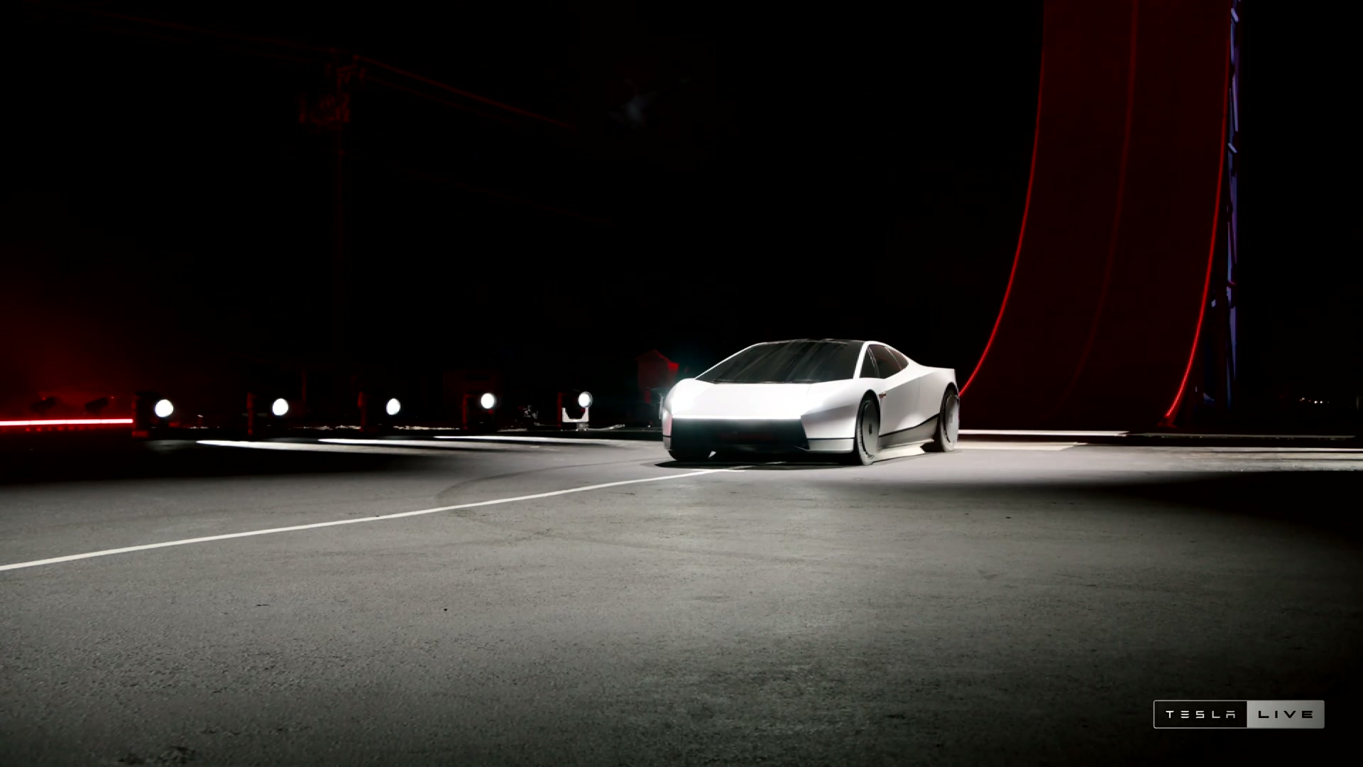 The car prepares for its live acceleration demonstration.